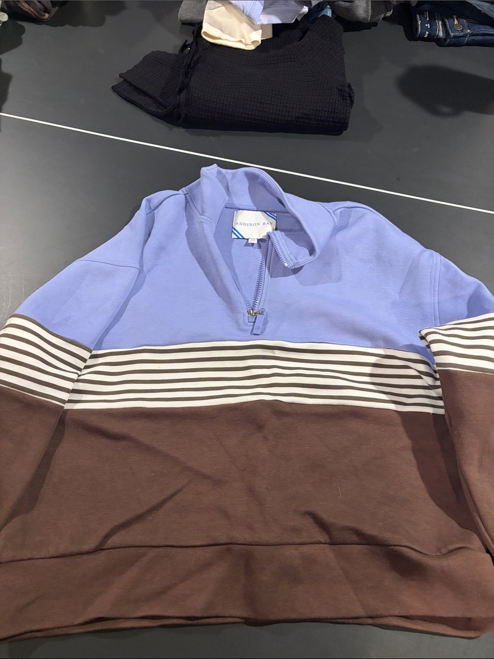 Addison Bay women’s Half-Zip Colorblock Sweater - Blue & Brown